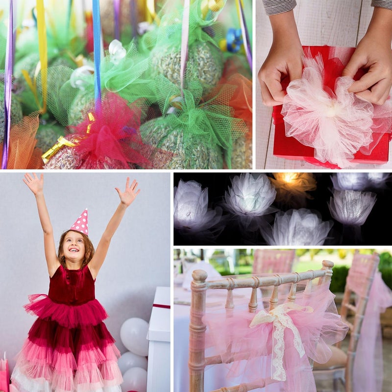 Ableme Deco 54" by 20 Yards White Tulle Fabric Rolls - Tutu Spool Bolt for DIY Wedding Decoration, Baby Shower Tutu Skirt, Gift Wrapping - Large Matte Tulle, Roll Packaging - Image 5